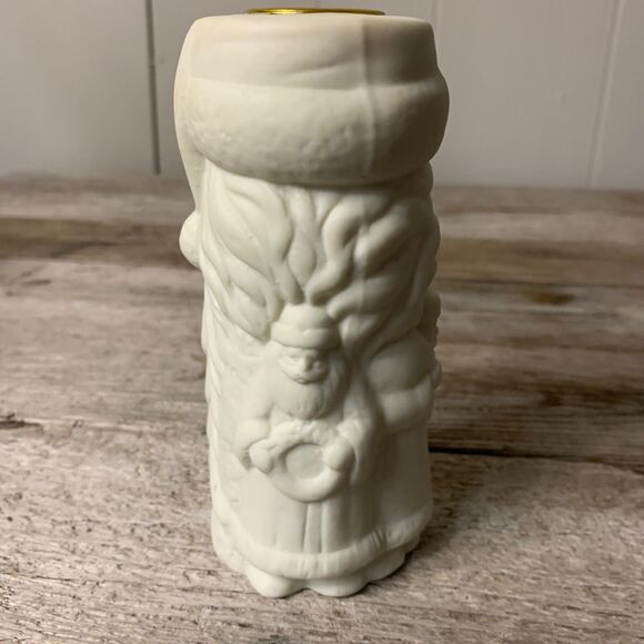 Santa Claus Christmas Pillar Candle Holders Ceramic Decor 5 in. Vintage Taiwan - Picture 3 of 10
